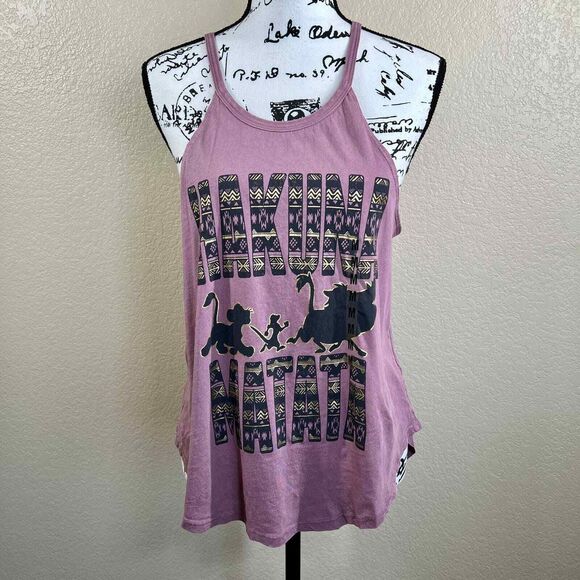 Disney's Lion King Tank Top "Hakuna Matata" mauve pink Simba Timon Pumbaa size M - Picture 5 of 10